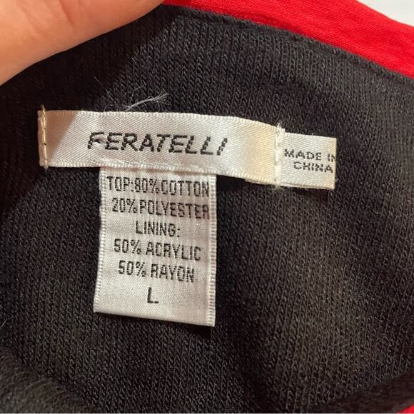 Feratelli Black Red Cyclone Tornado Top Blouse Tunic Women’s Size‎ Large - Picture 2 of 10